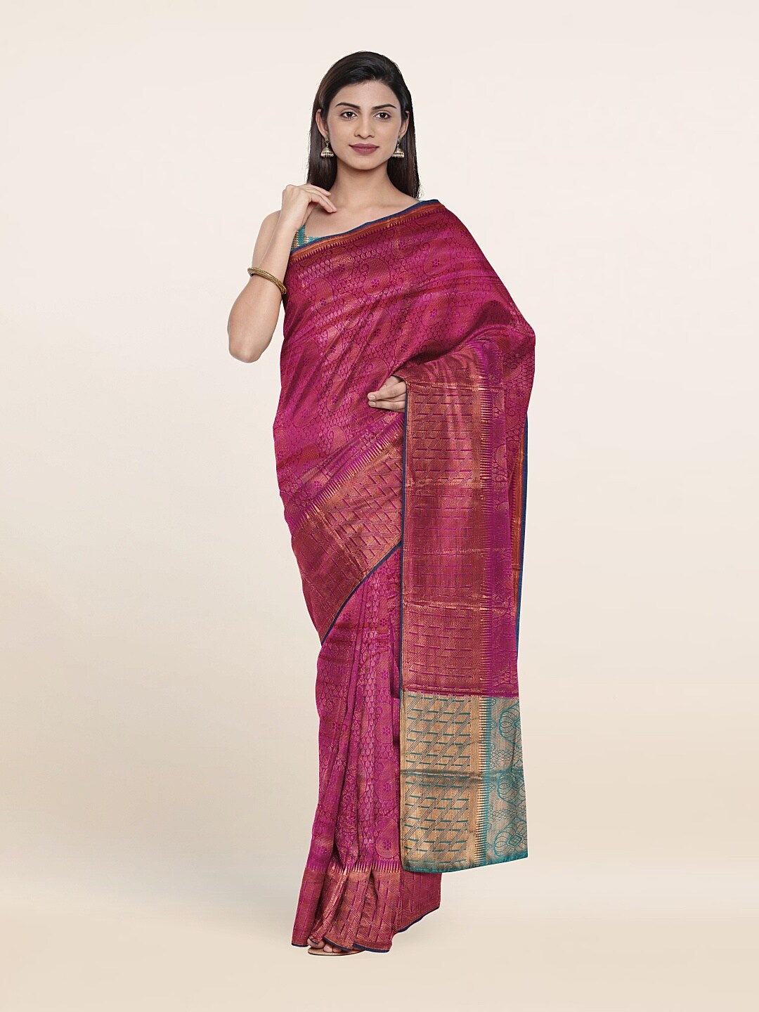

Pothys Red & Green Woven Design Zari Saree