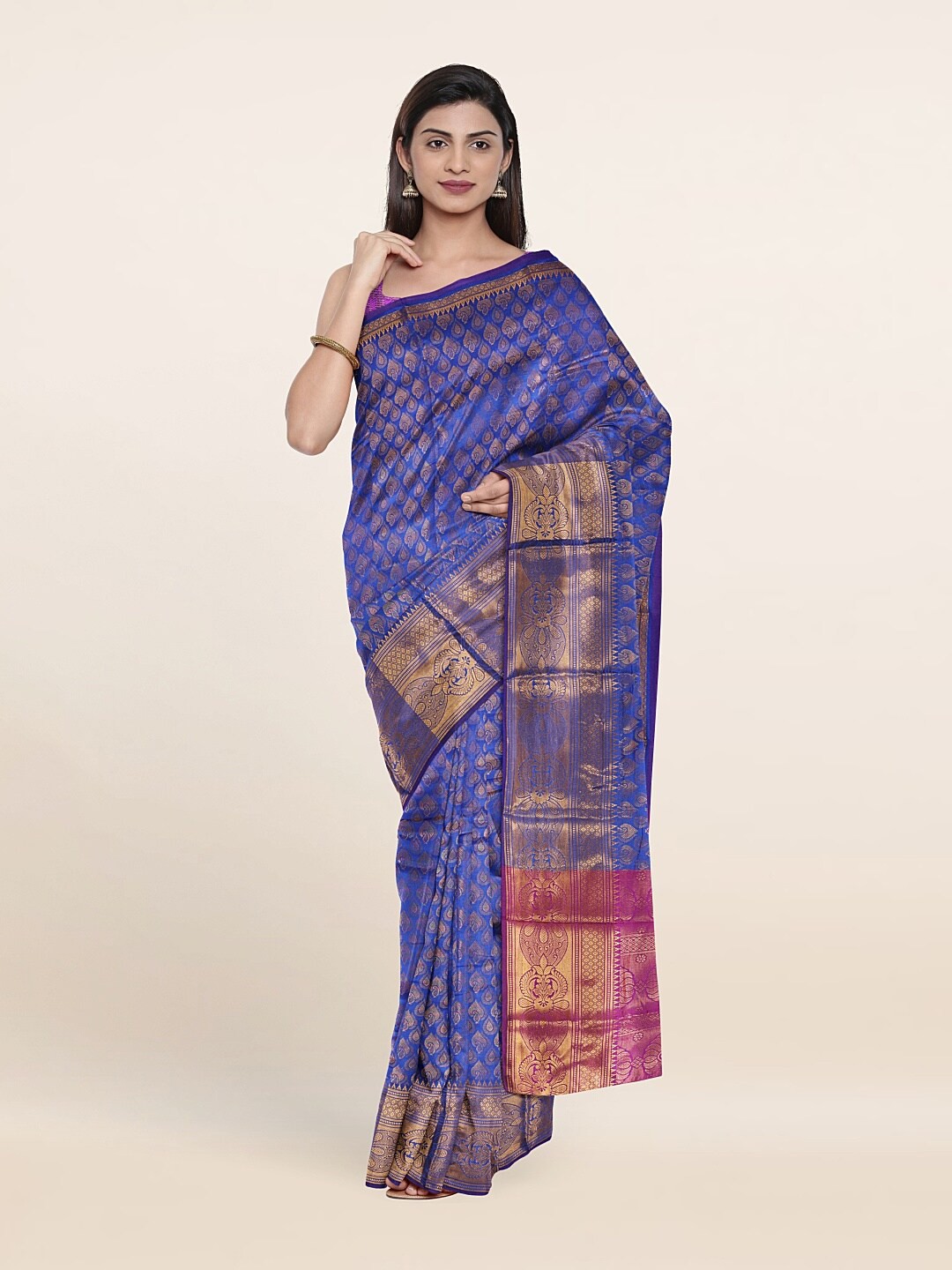 

Pothys Blue & Pink Woven Design Zari Saree