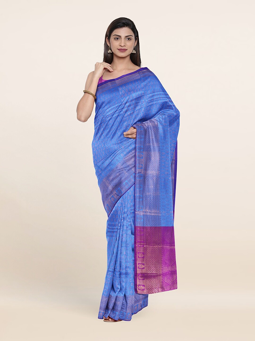 

Pothys Blue & Purple Woven Design Zari Saree