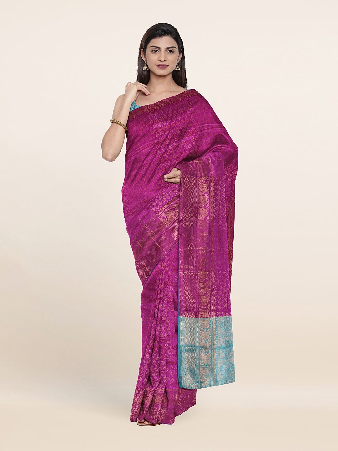 

Pothys Purple & Blue Woven Design Zari Saree