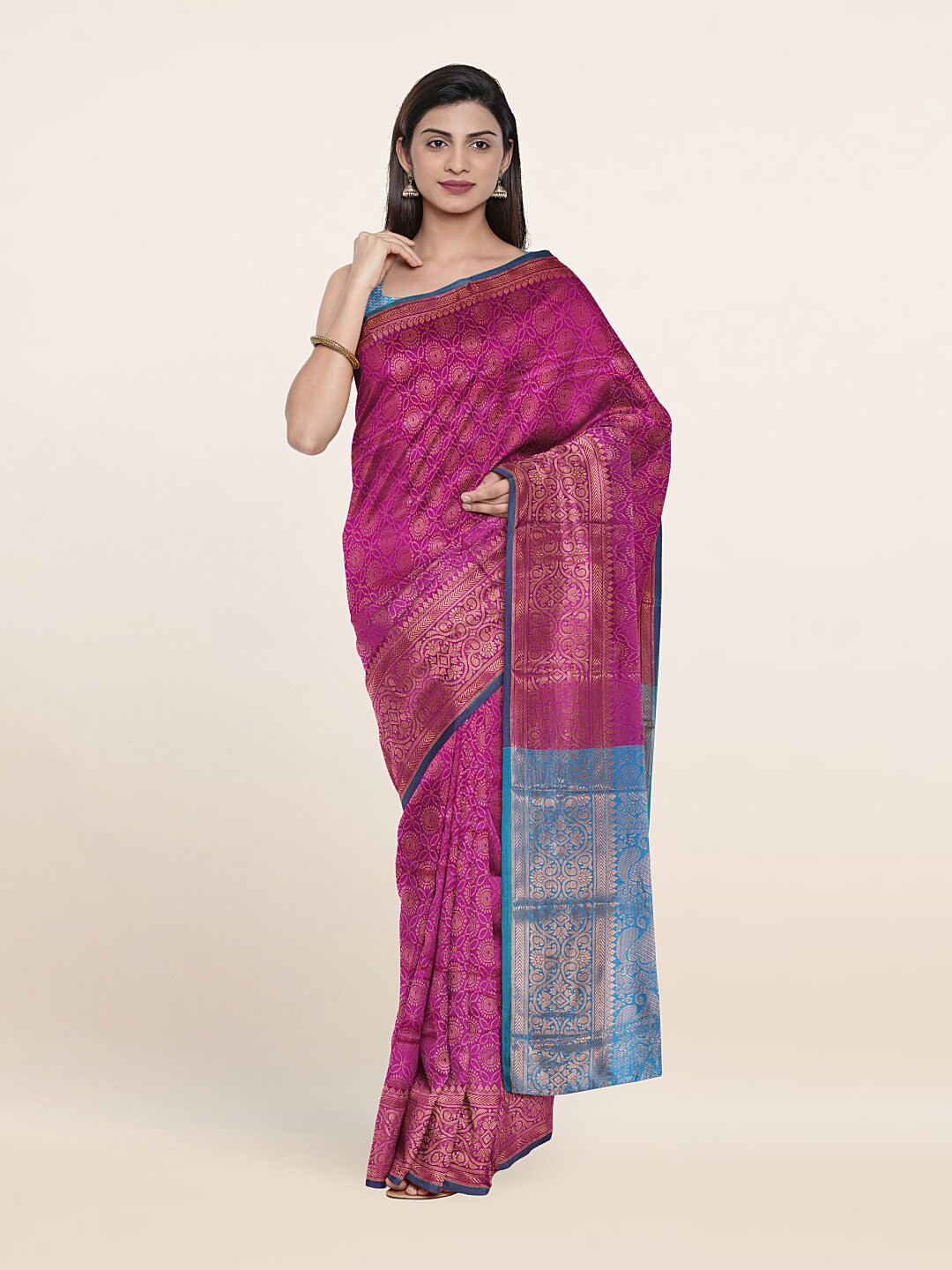 

Pothys Purple & Blue Woven Design Zari Saree