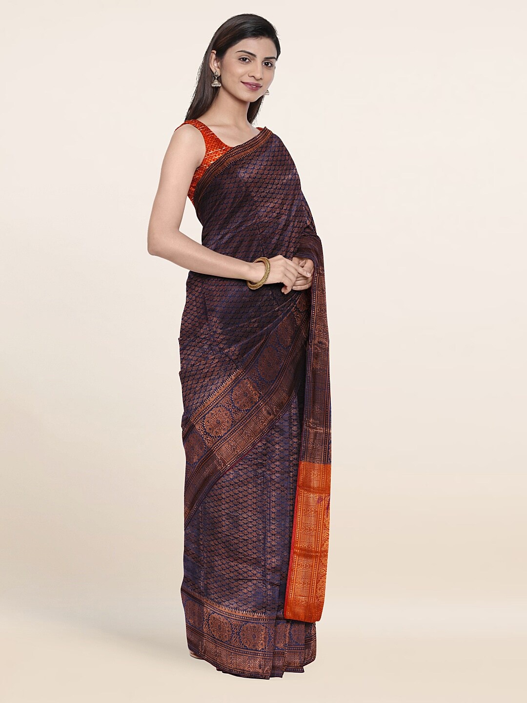 

Pothys Blue & Red Woven Design Zari Saree
