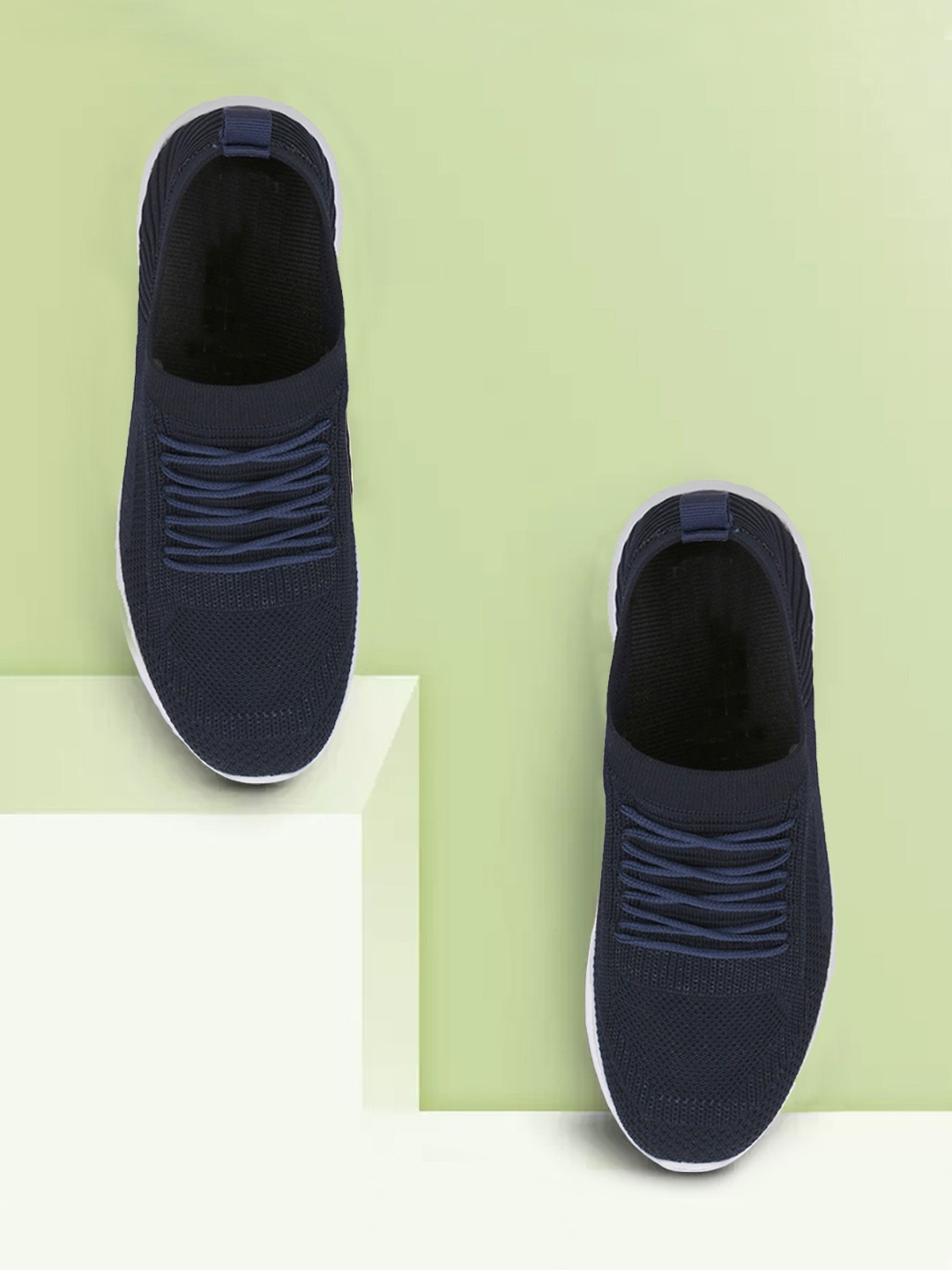 

FAST TRAX Men Navy Blue Woven Design Lace Detail Slip-On Sneakers