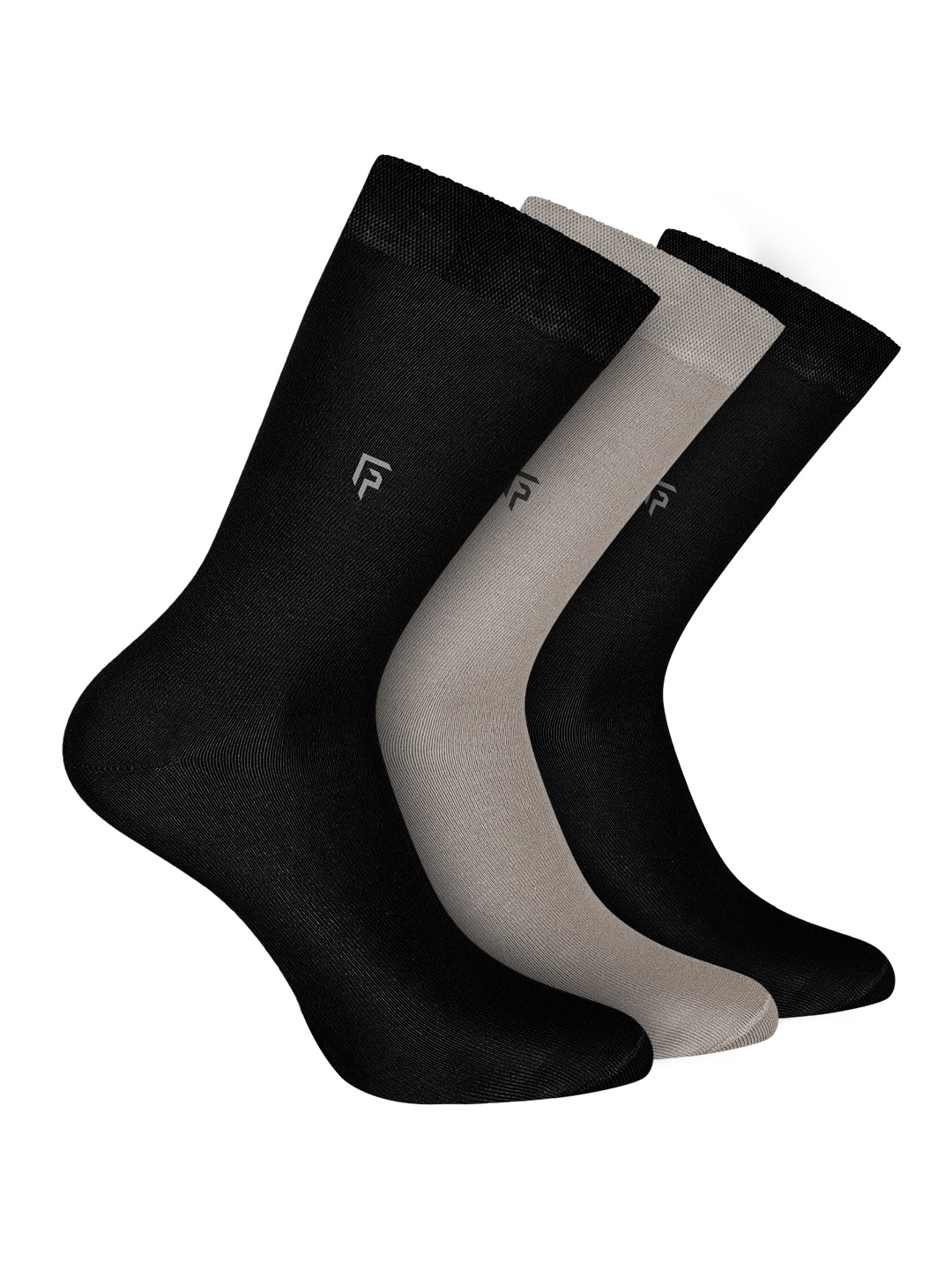 

FOOTPRINT Men 3 Pairs Anti Odour Organic Cotton Calf-Length Solid Bamboo Formal Socks, Black
