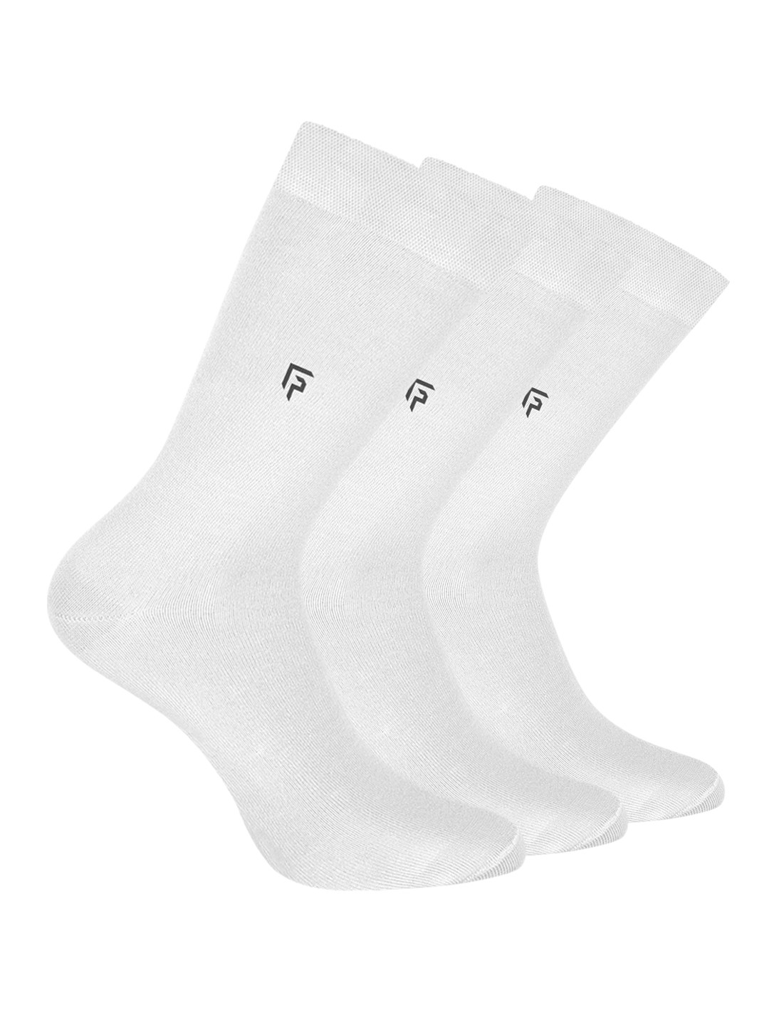 

FOOTPRINT Men 3 Pairs Anti Odour Organic Cotton Calf-Length Solid Bamboo Formal Socks, White