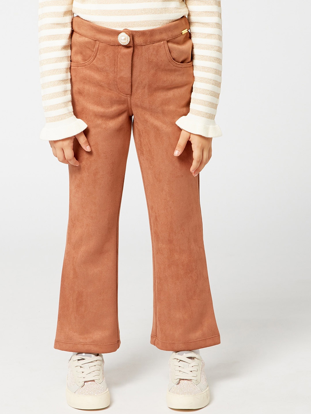 

One Friday Girls Brown Relaxed Boot cut Trousers