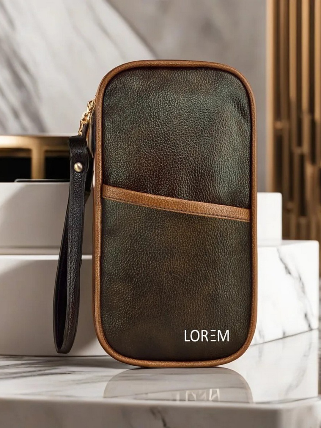 

LOREM Unisex Brown Textured Card Holder with Passport Holder