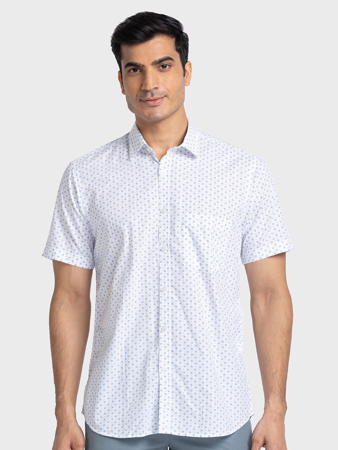 

ColorPlus Men Blue Tailored Fit Printed Casual Shirt
