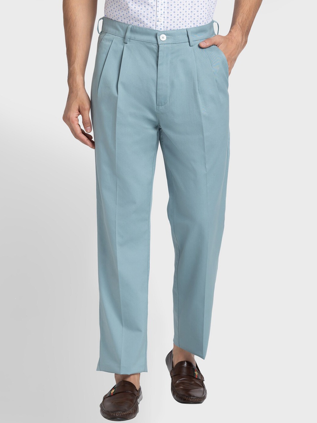 

ColorPlus Men Green Pleated Trousers