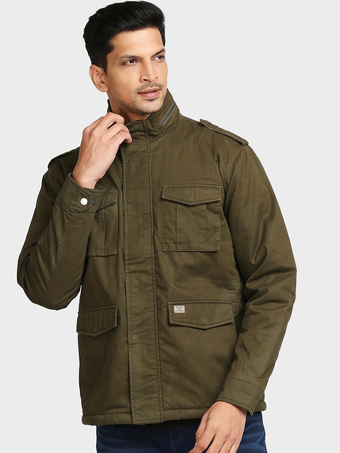 

ColorPlus Men Olive Green Solid Tailored Jacket