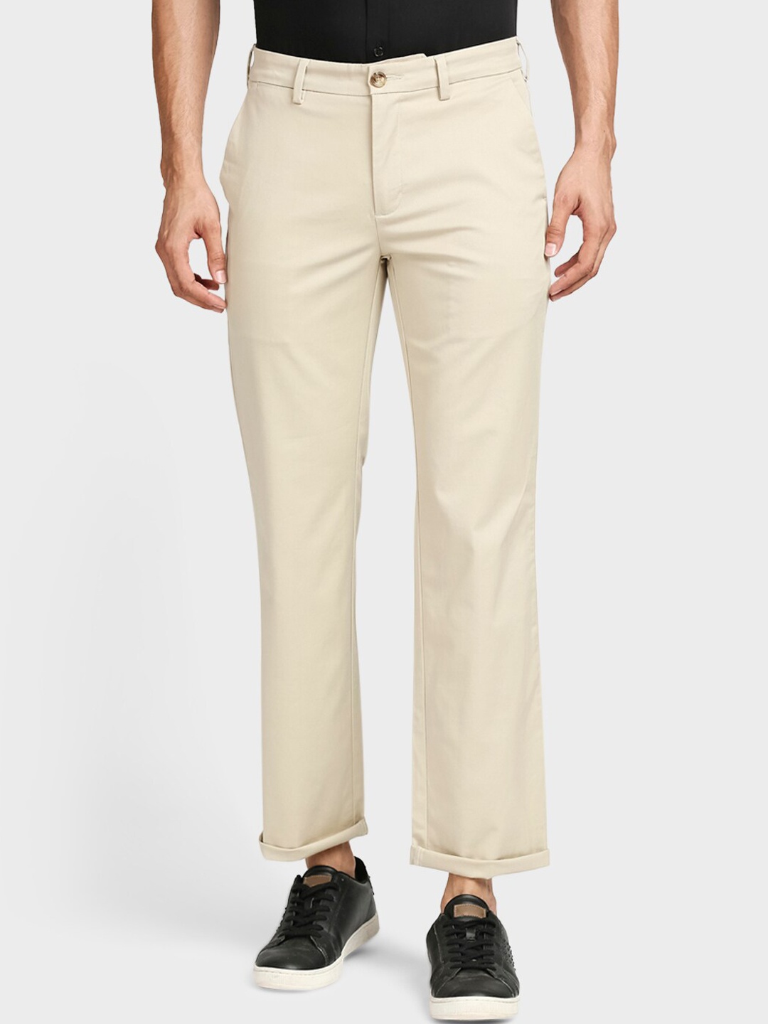 

ColorPlus Men Cream-Coloured Solid Trouser