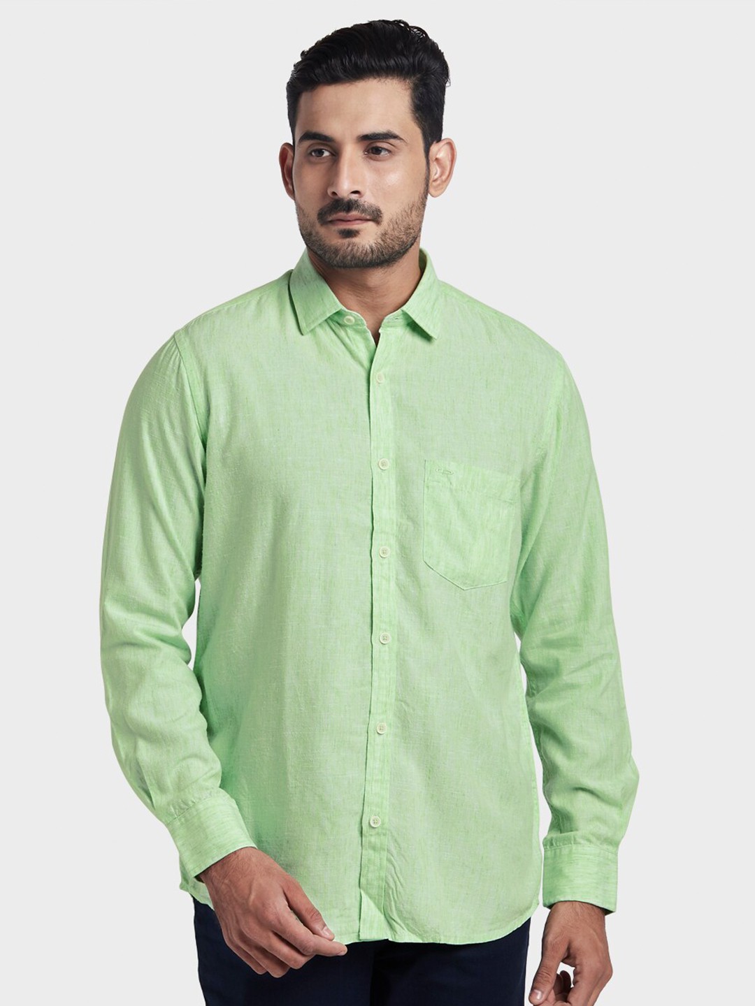 

ColorPlus Men Green Tailored Fit Casual Shirt