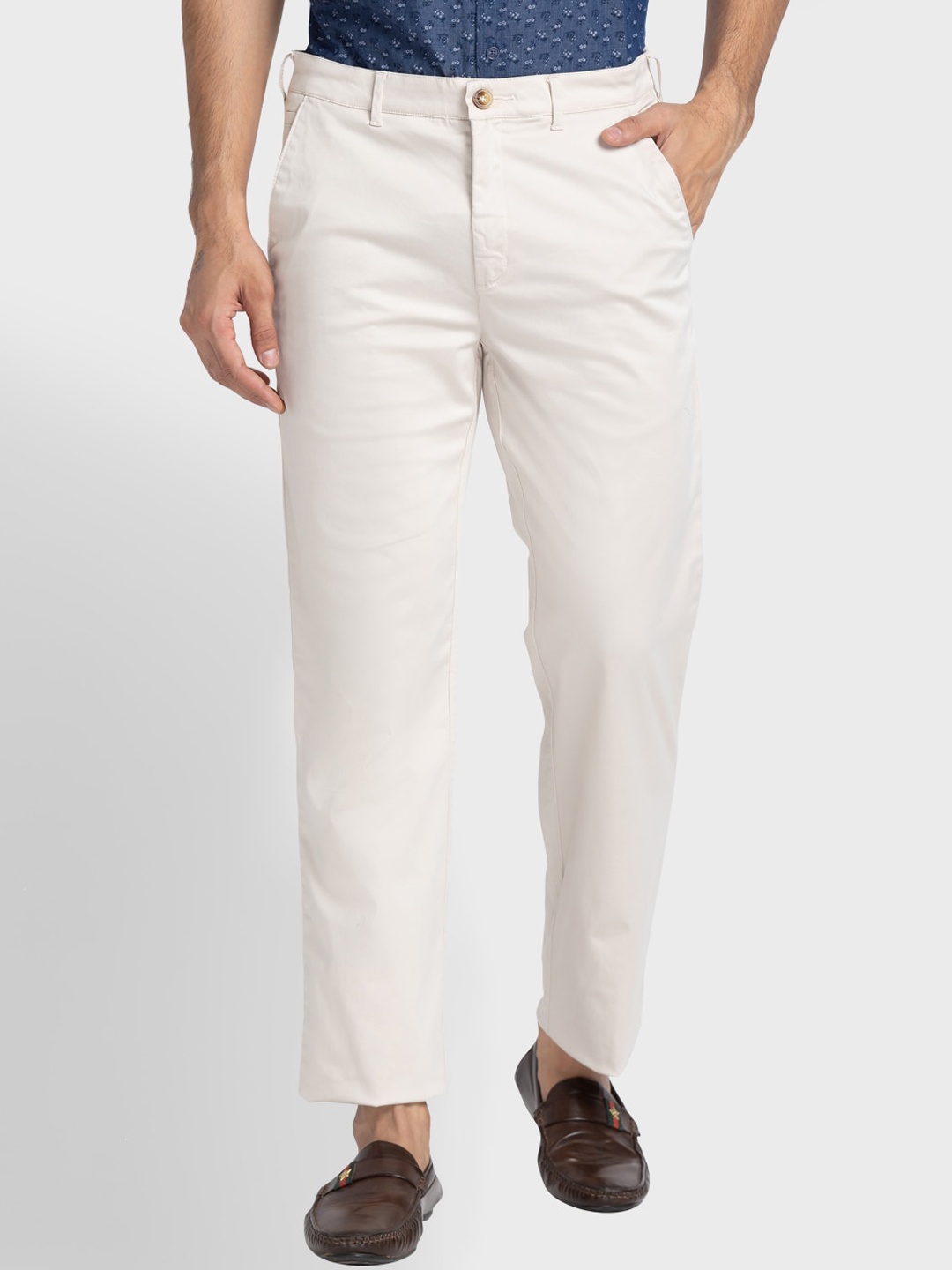 

ColorPlus Men Beige Cotton Trousers