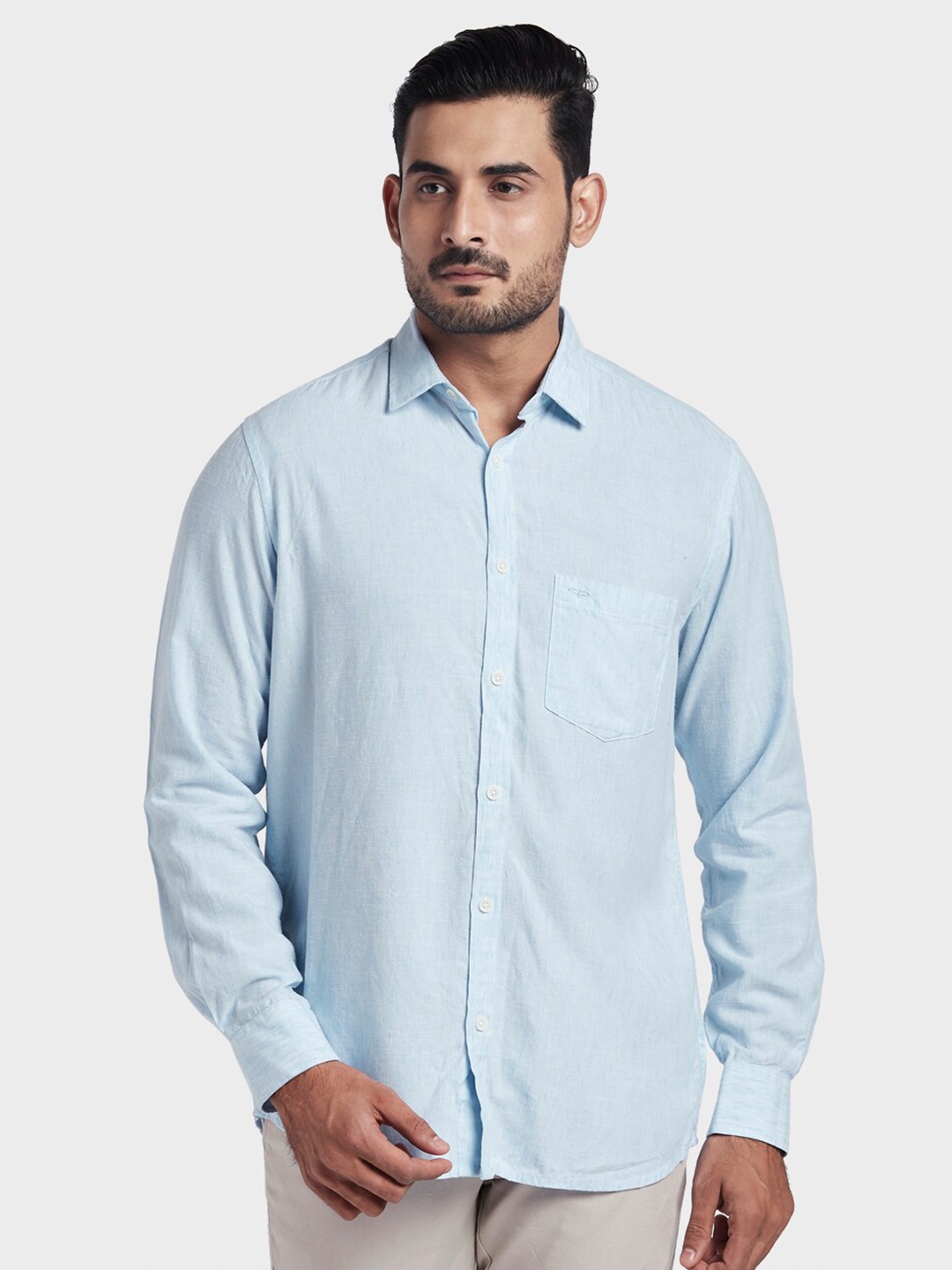 

ColorPlus Men Blue Solid Tailored Fit Casual Shirt
