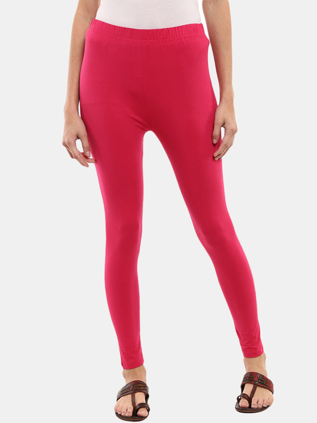 

V-Mart Women Fuchsia Pink Solid Ankle-Length Leggings