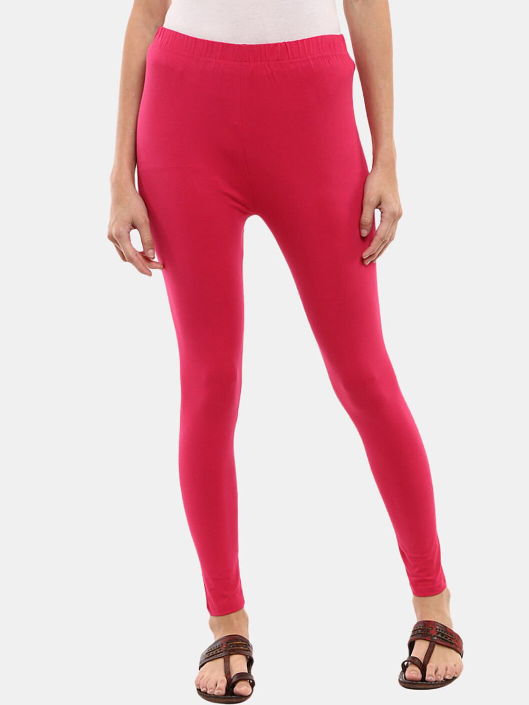 

V-Mart Women Fuchsia Pink Solid Ankle-Length Leggings