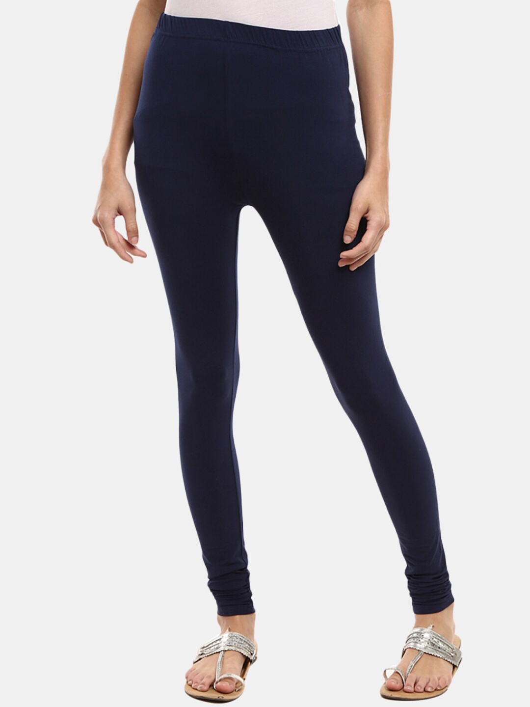 

V-Mart Women Navy Blue Solid Churidar-Length Leggings