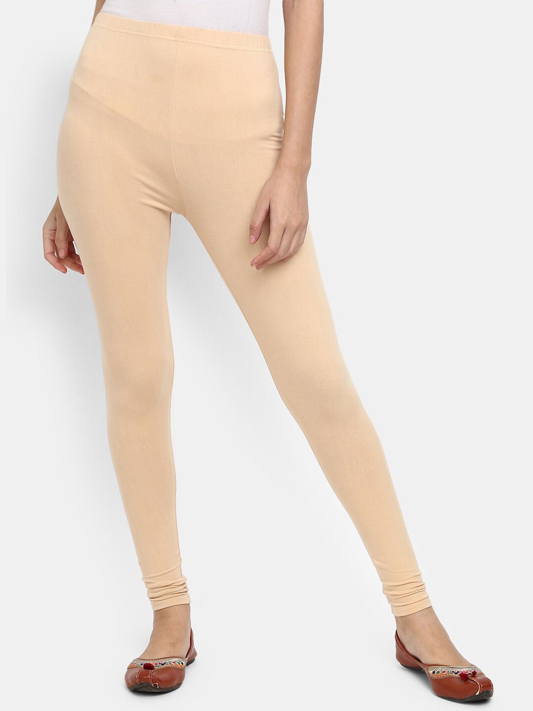 

V-Mart Women Beige Solid Churidar-Length Leggings