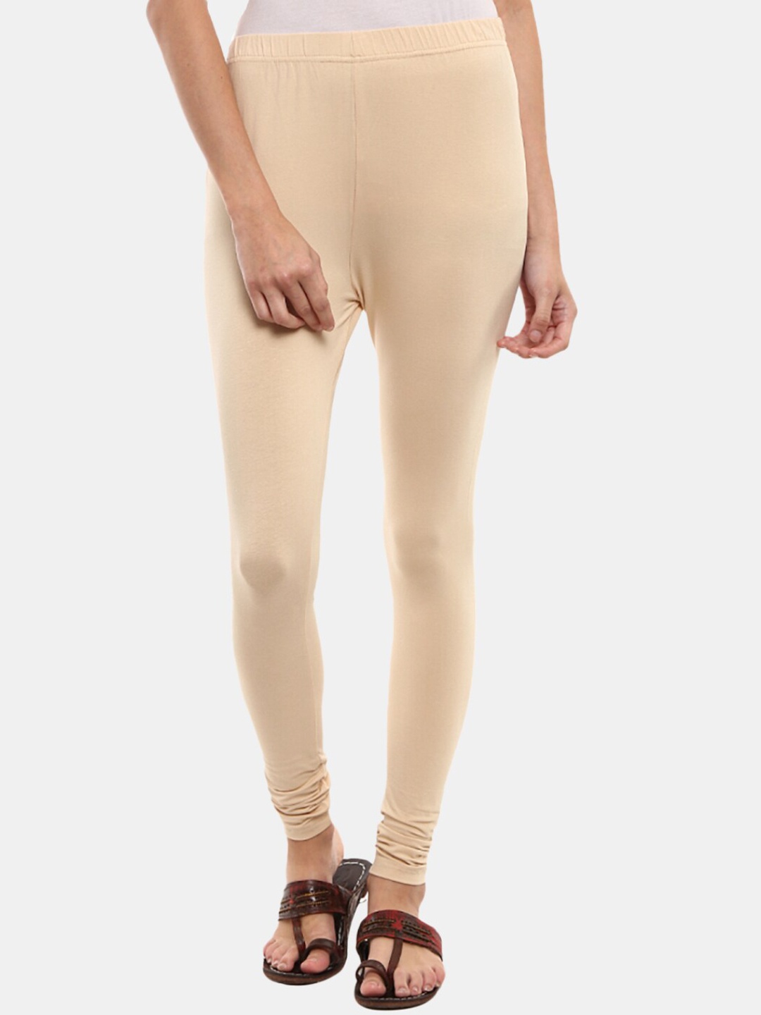 

V-Mart Women Beige Solid Churidar-Length Leggings