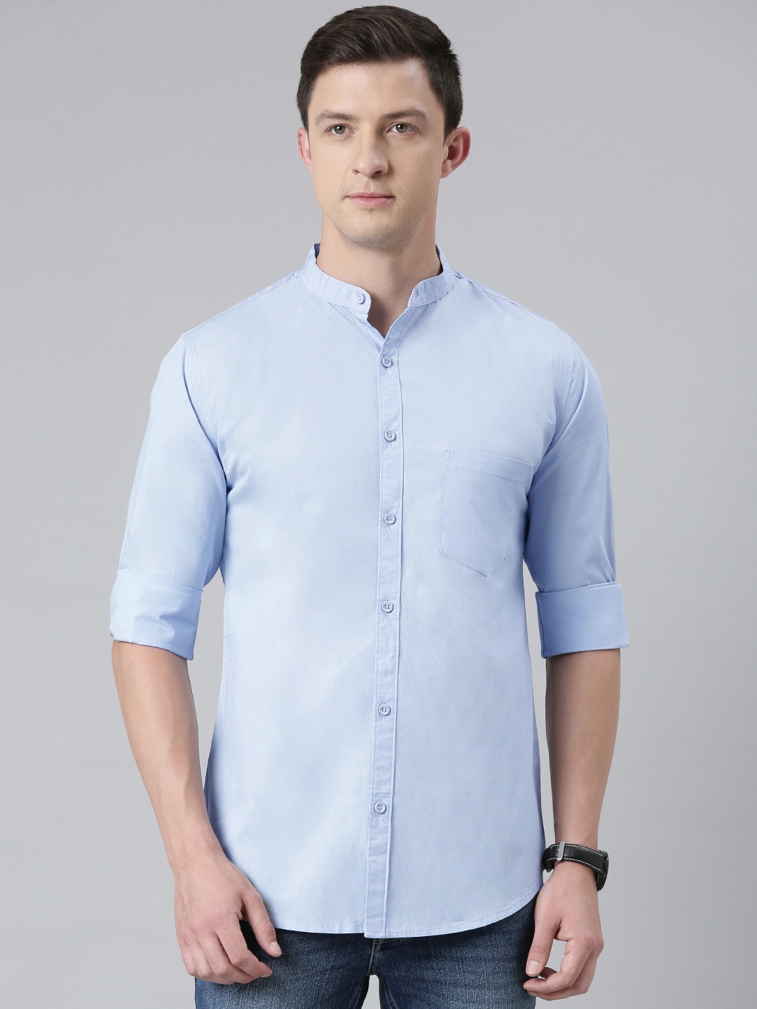 

DEZANO Men Blue Solid Comfort Casual Shirt