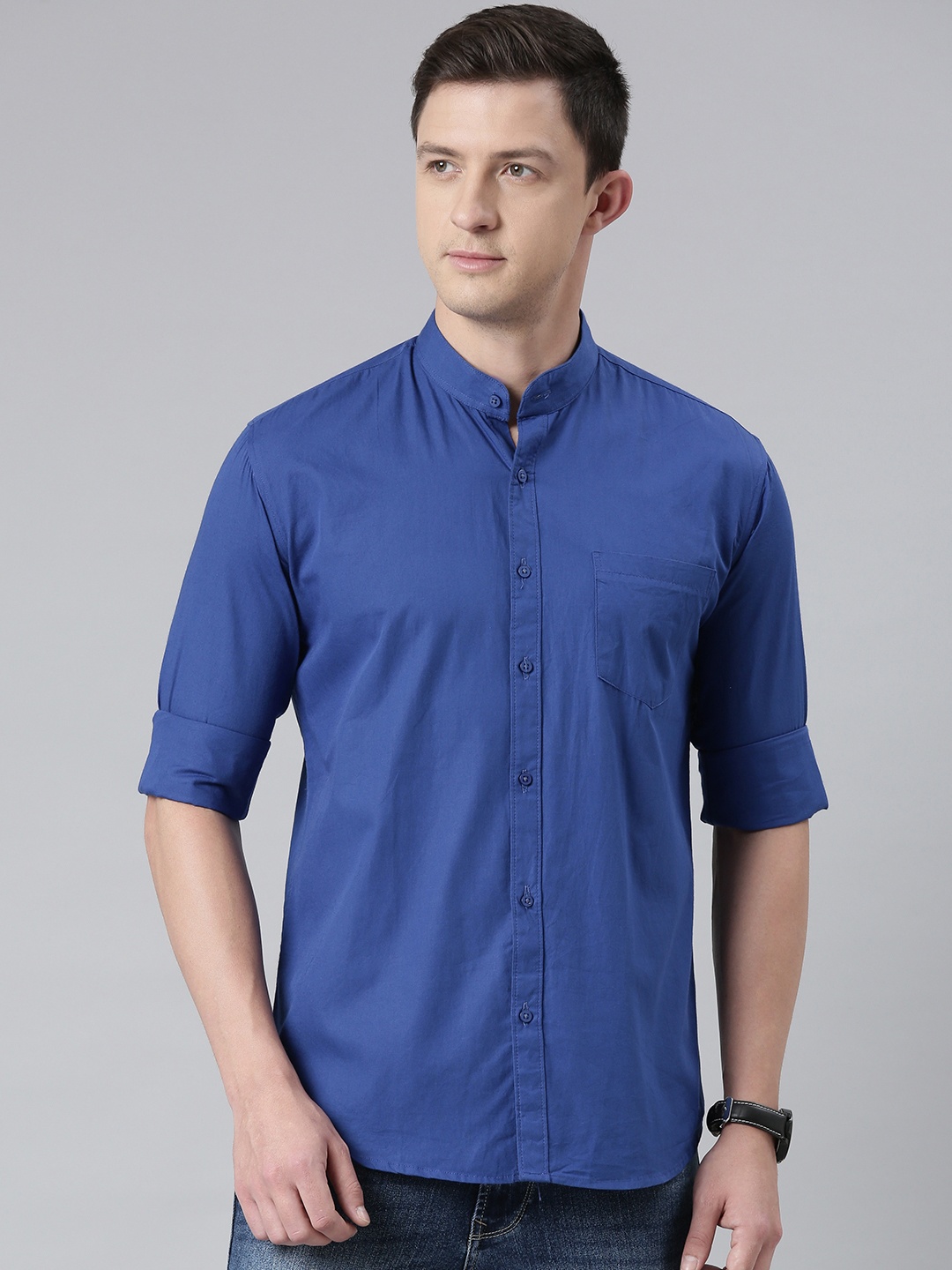 

DEZANO Men Blue Pure Cotton Comfort Fit Casual Shirt