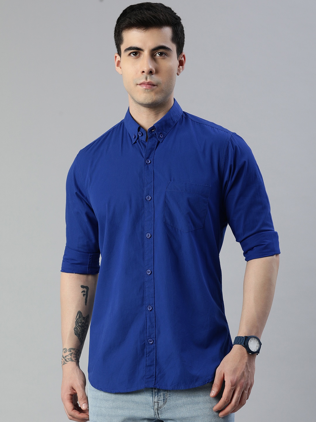 

DEZANO Men Comfort Solid Regular Fit Casual Shirt, Blue