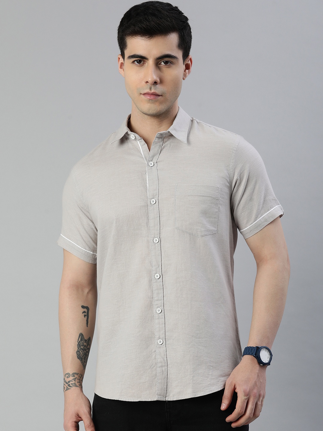 

DEZANO Men Comfort Solid Regular Fit Casual Shirt, Grey