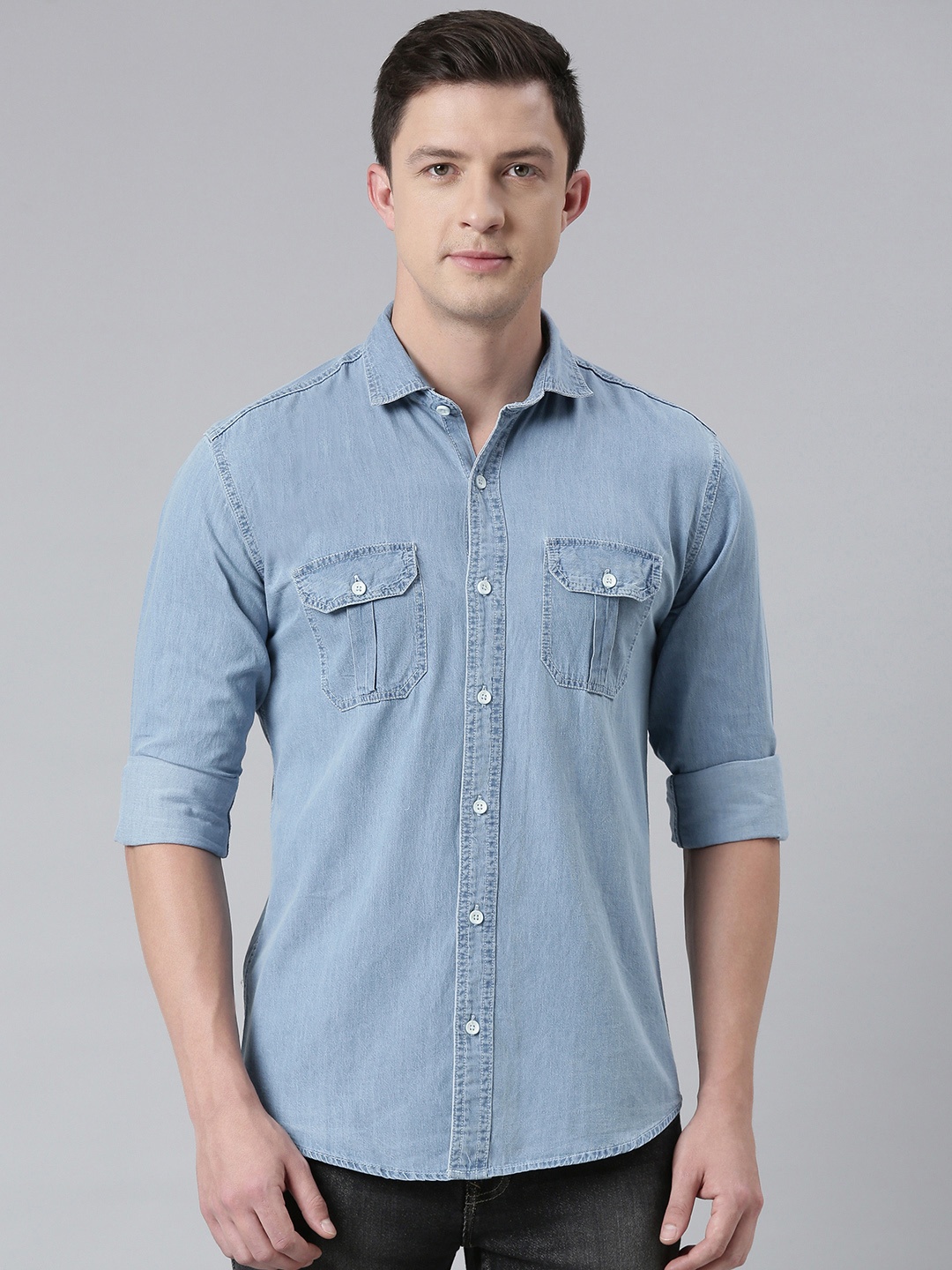 

DEZANO Men Blue Pure Cotton Comfort Fit Casual Shirt