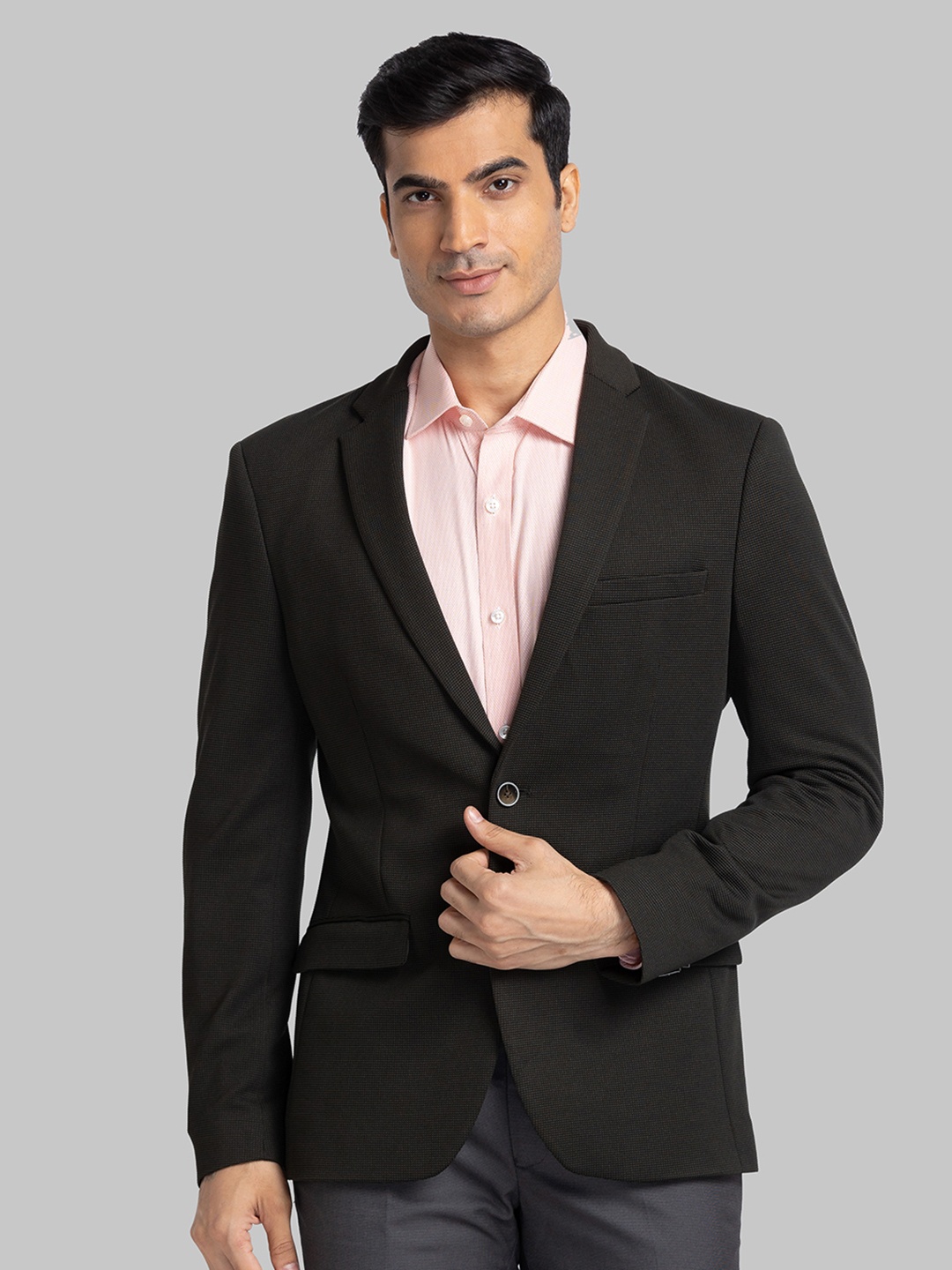 

Park Avenue Men Notched Lapel Collar Single-Breasted Formal Blazer, Black