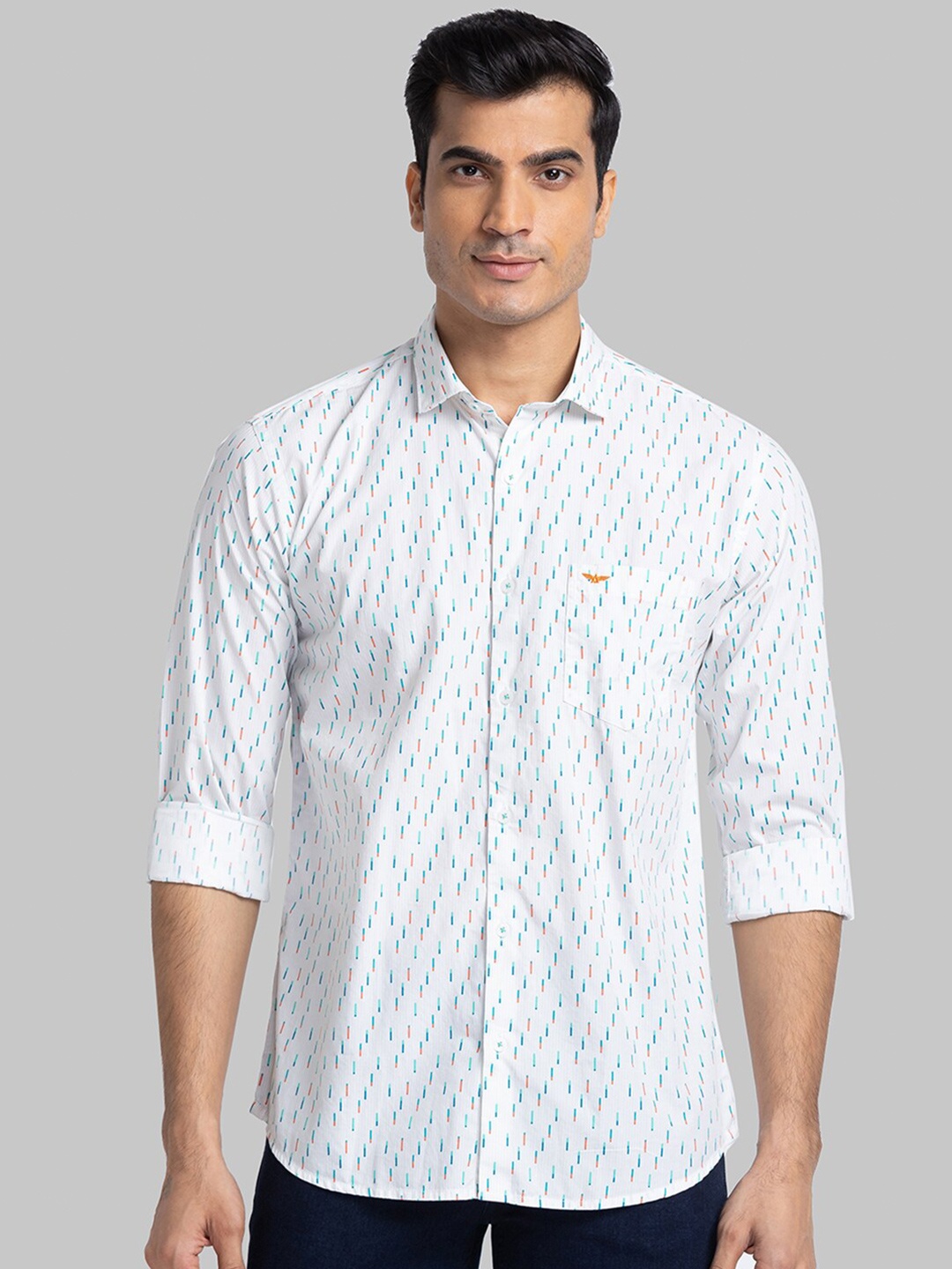 

Park Avenue Men White Slim Fit Printed Casual Shirt