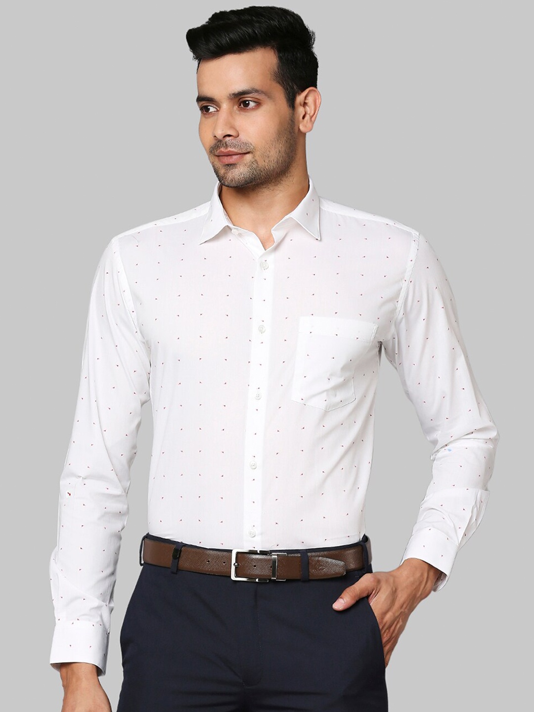 

Park Avenue Men White Slim Fit Printed Formal Shirt
