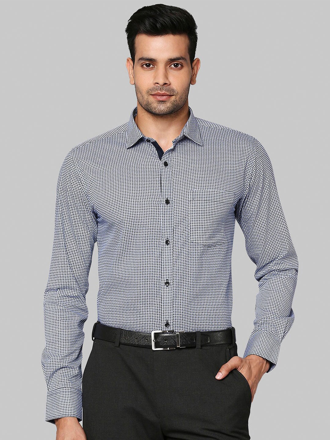 

Park Avenue Men Blue Slim Fit Printed Formal Shirt