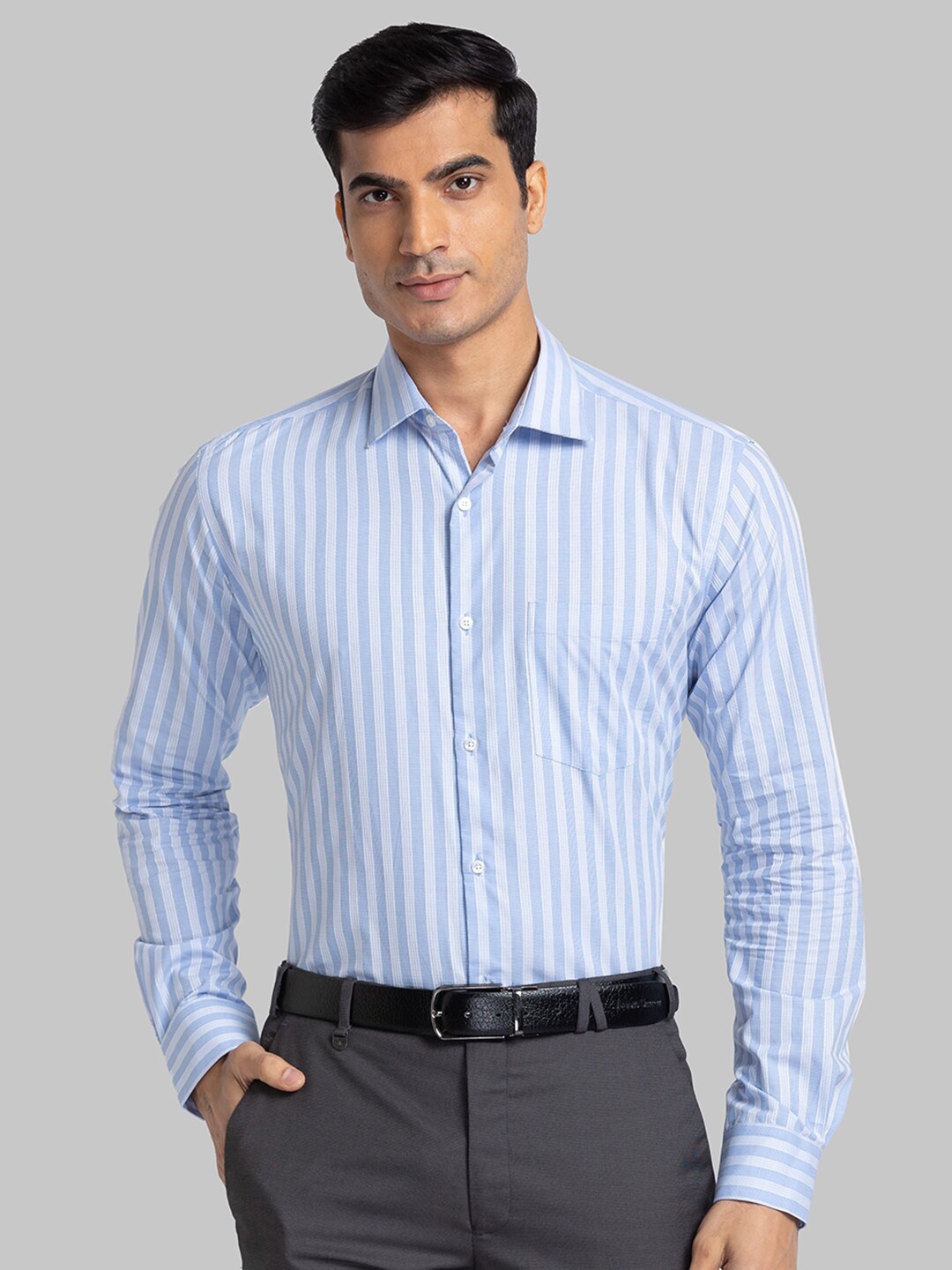

Park Avenue Men Blue Slim Fit Striped Casual Shirt