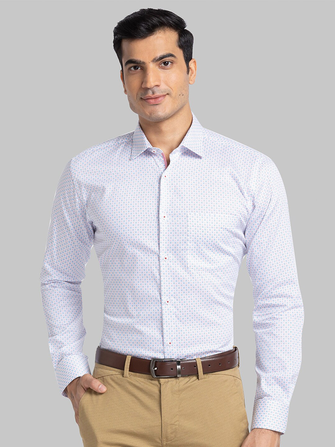 

Park Avenue Men Blue Cotton Printed Slim Fit Formal Shirt