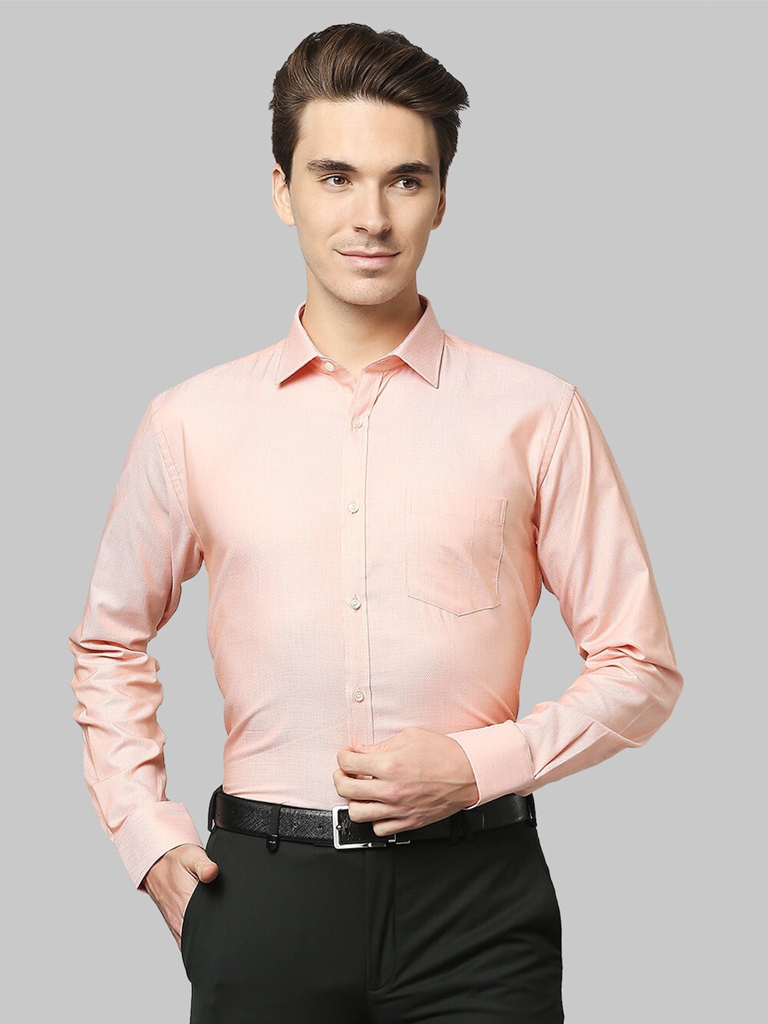 

Park Avenue Men Peach Slim Fit Cotton Casual Shirt