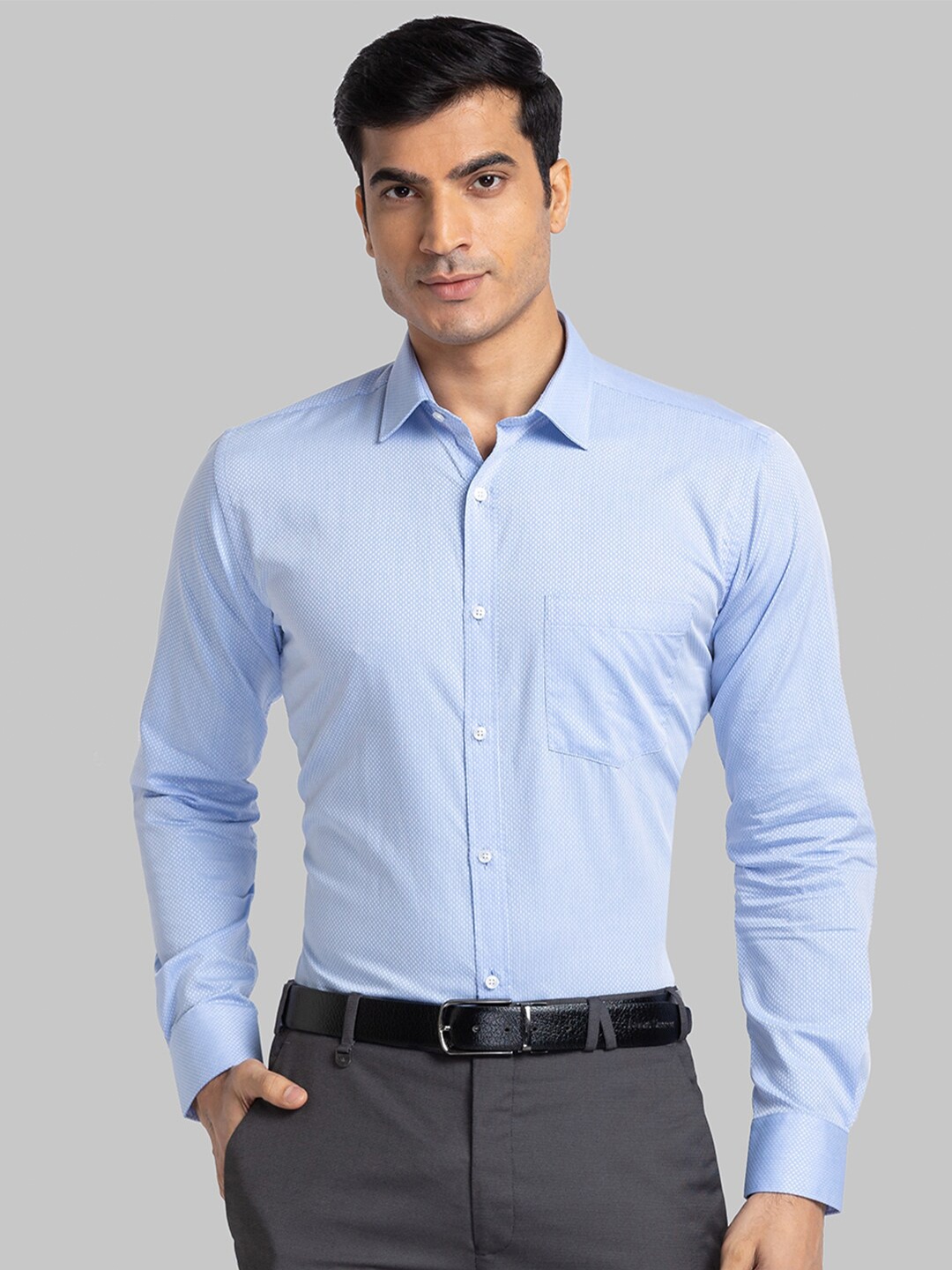 

Park Avenue Men Blue Self Design Slim Fit Formal Shirt
