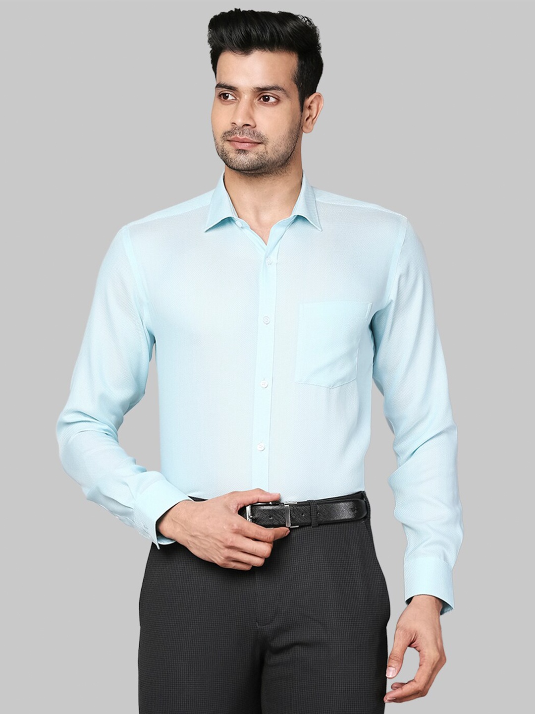 

Park Avenue Men Sea Green Slim Fit Cotton Formal Shirt