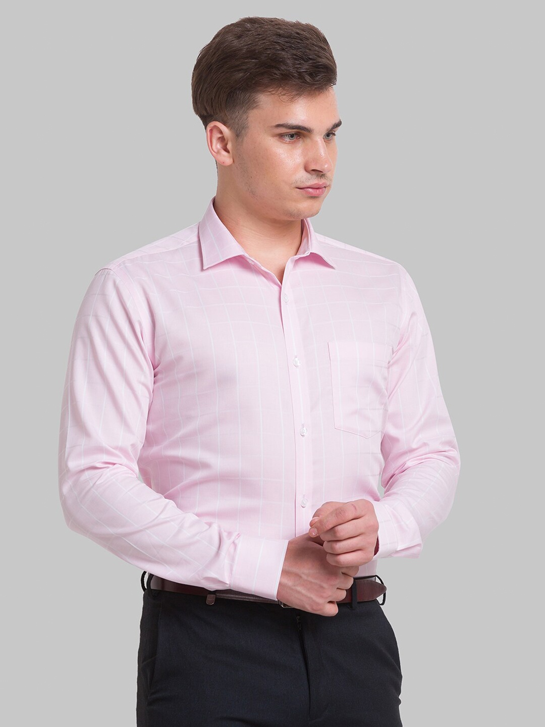 

Park Avenue Men Pink Slim Fit Striped Cotton Formal Shirt