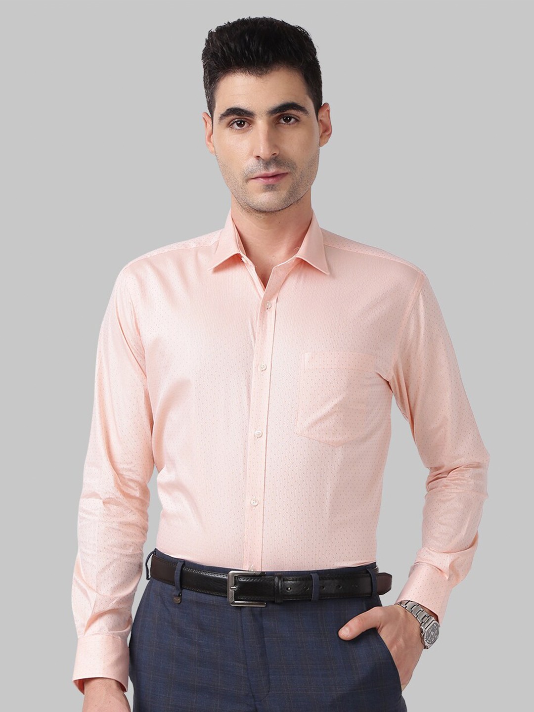 

Park Avenue Men Orange Slim Fit Printed Cotton Formal Shirt