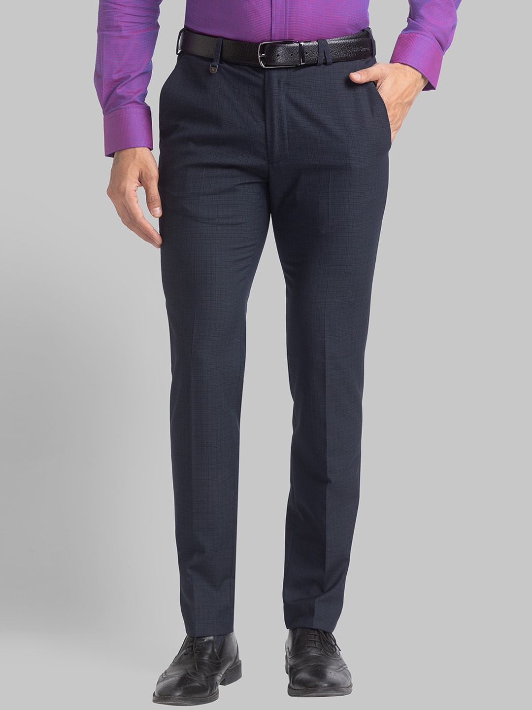 

Park Avenue Men Blue Solid Slim Fit Formal Trousers