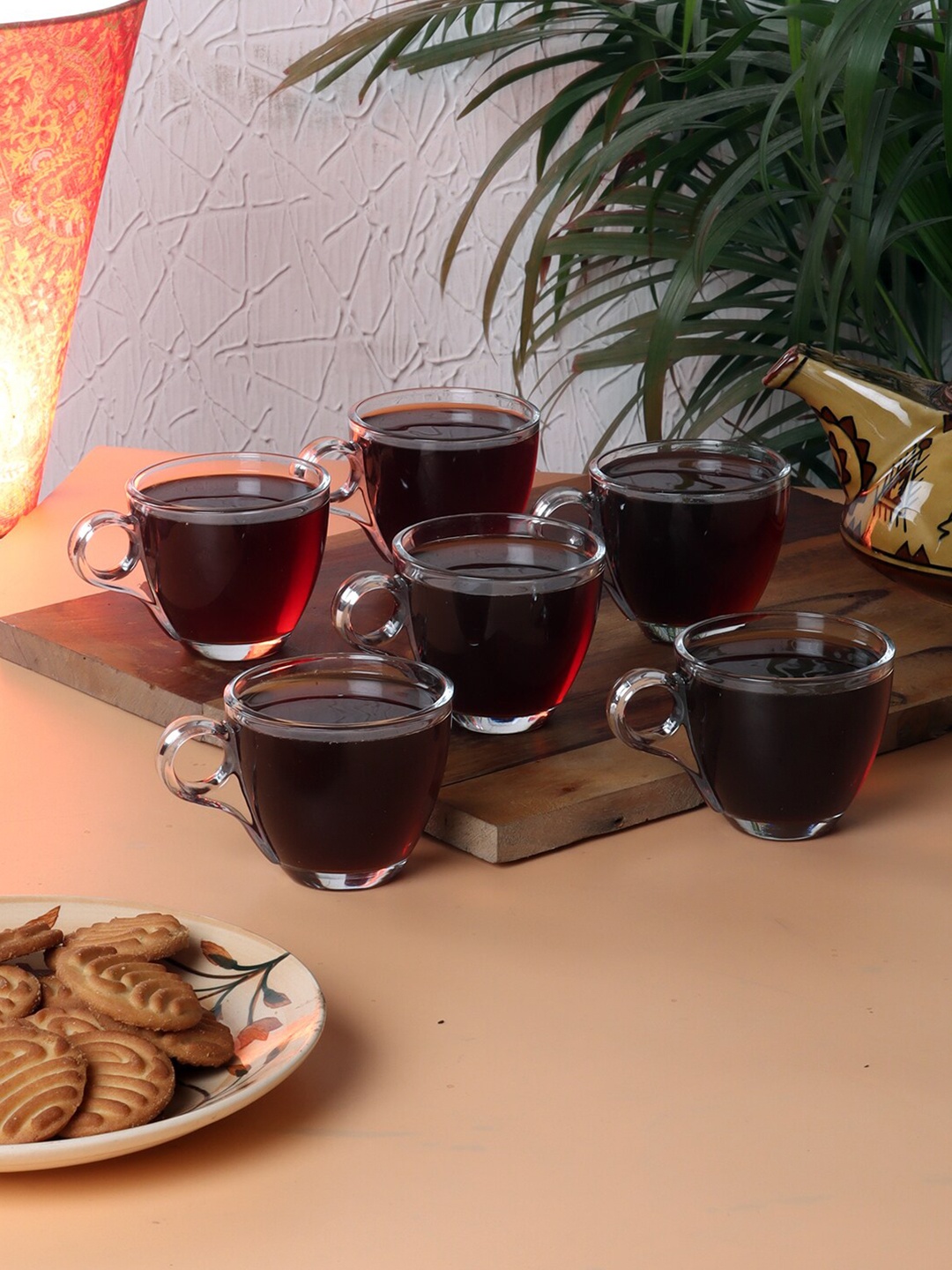 

ceradeco Transparent Set Of 6 Glossy Glass Cups 200 ml Each