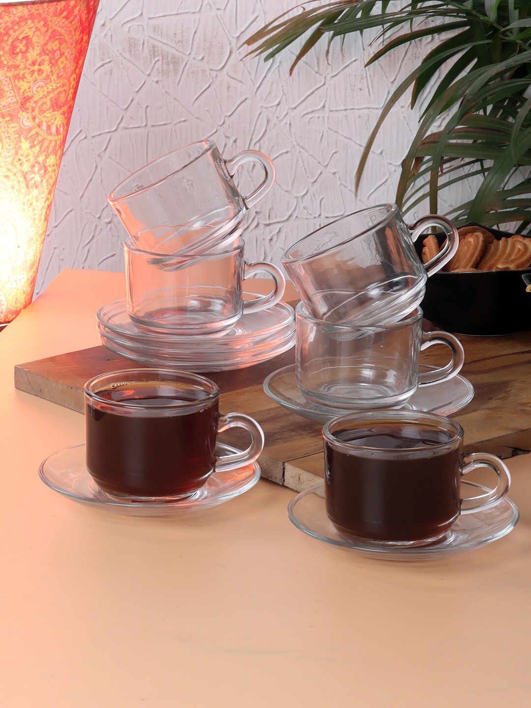 

ceradeco Transparent Set Of 6 Glossy Glass Cups 200 ml Each