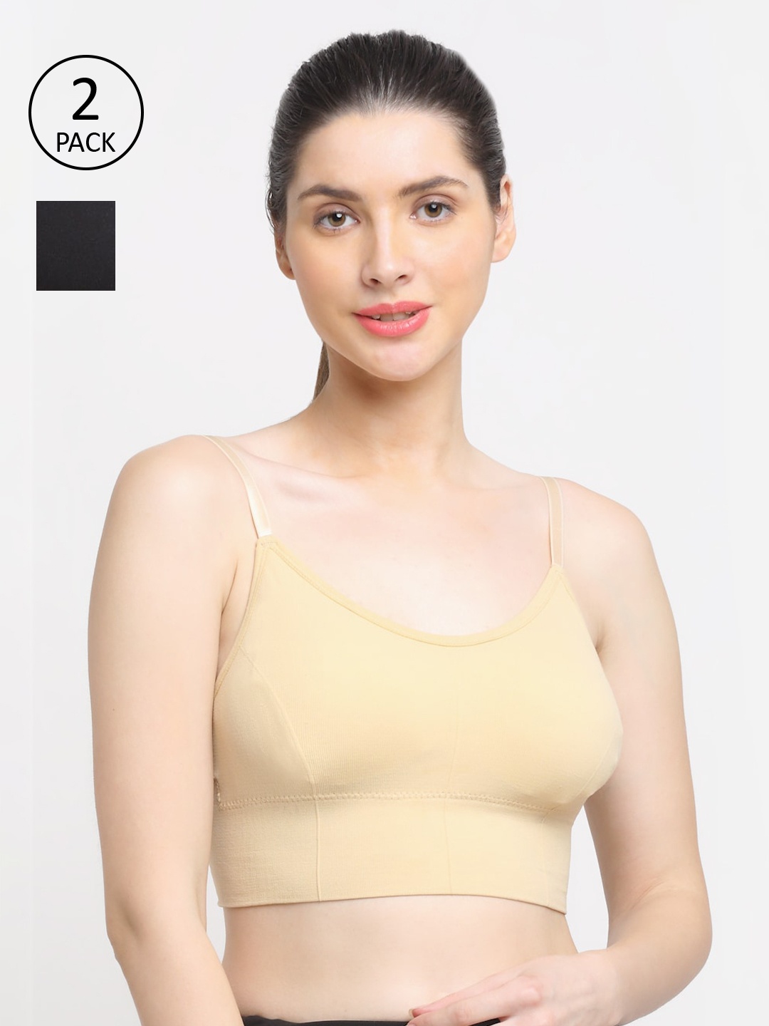 

Friskers Pack Of 2 Black & Beige Lightly Padded Bra