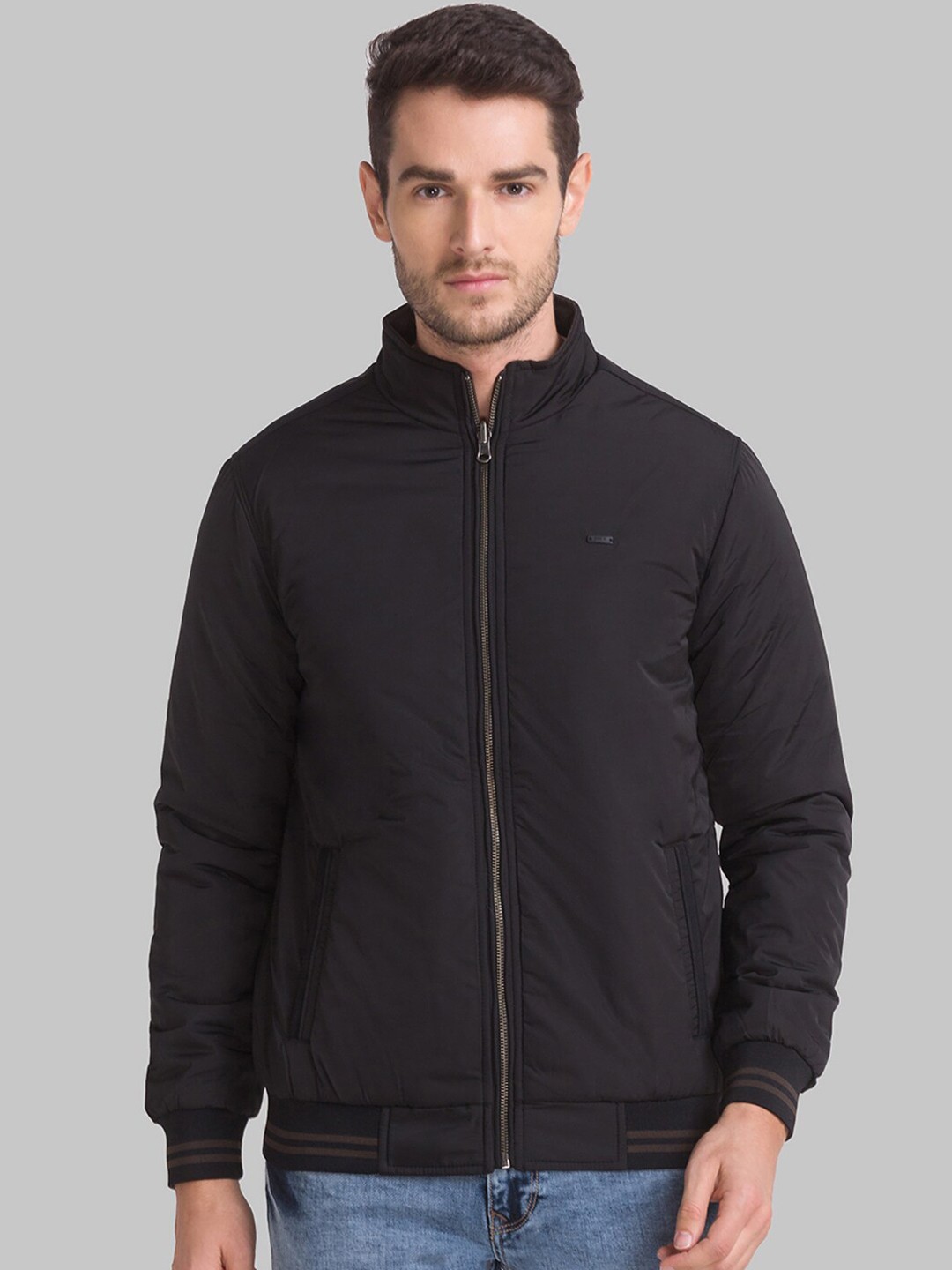 

Parx Men Black Solid Varsity Jacket