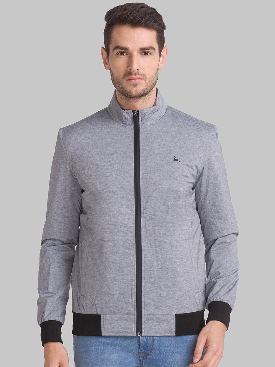 

Parx Men Grey Mock Collar Tailored Jacket