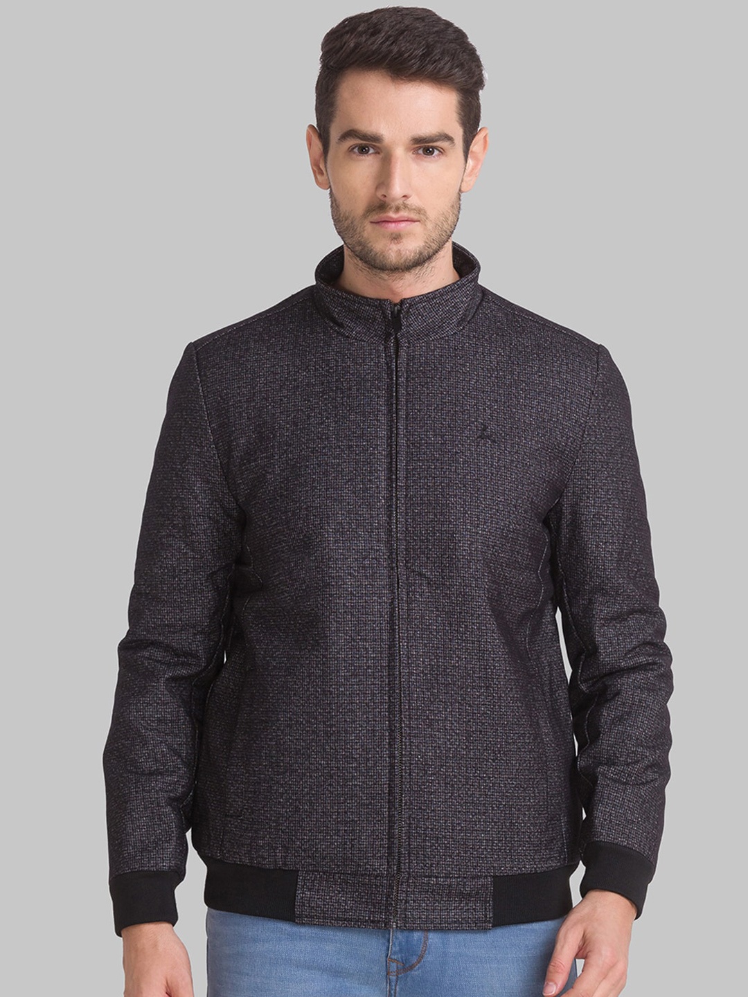 

Parx Men Black Mock Collar Tailored Jacket
