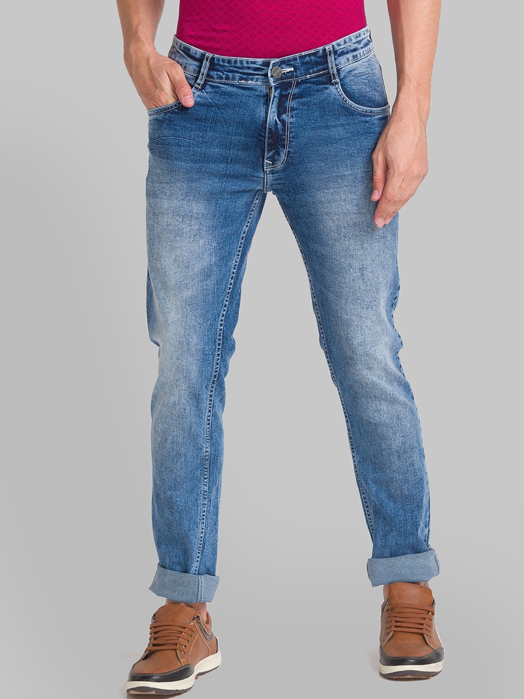 

Parx Men Blue Tapered Fit Mildly Distressed Heavy Fade Jeans