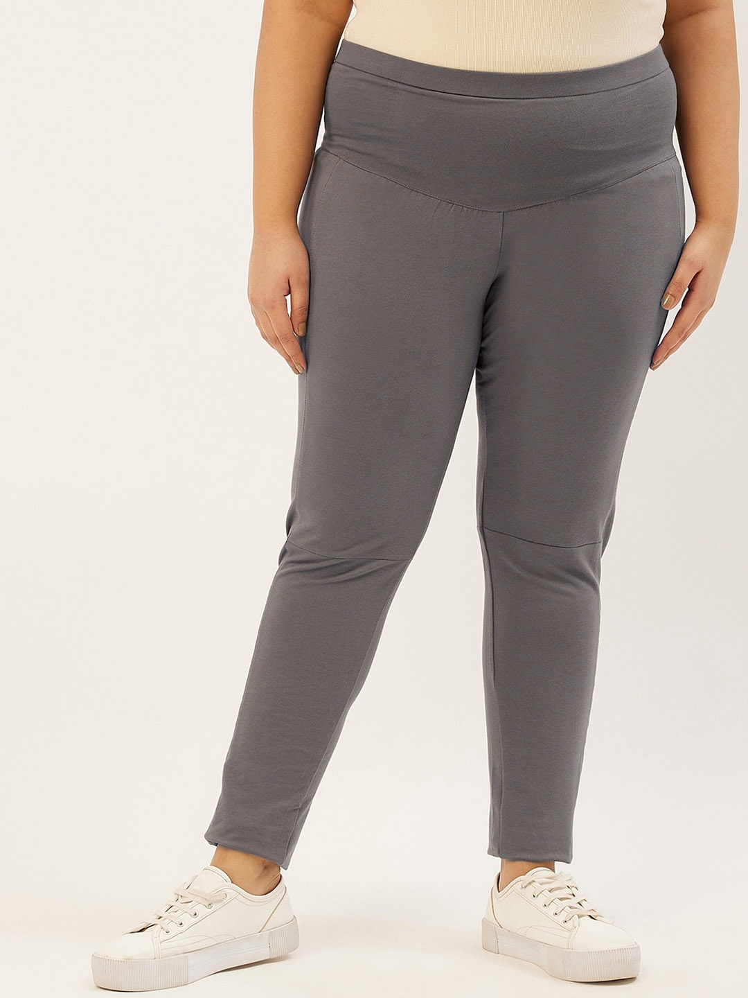 

theRebelinme Women Grey Relaxed Straight Fit High-Rise Trousers