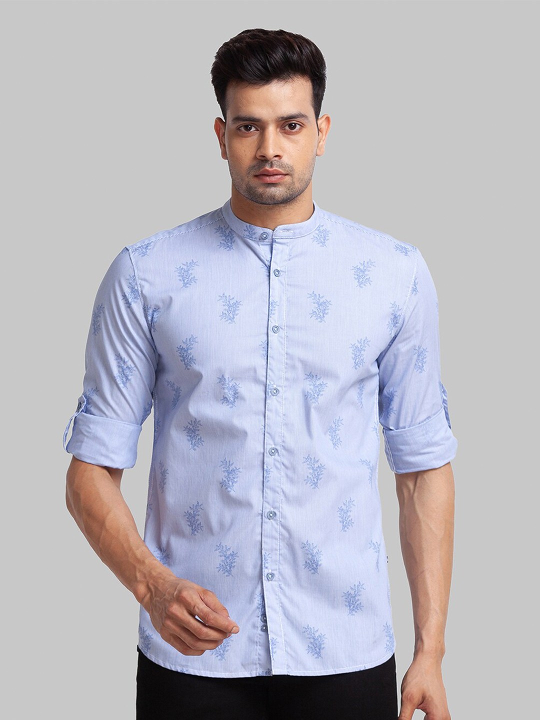 

Parx Men Blue Slim Fit Floral Printed Casual Cotton Shirt