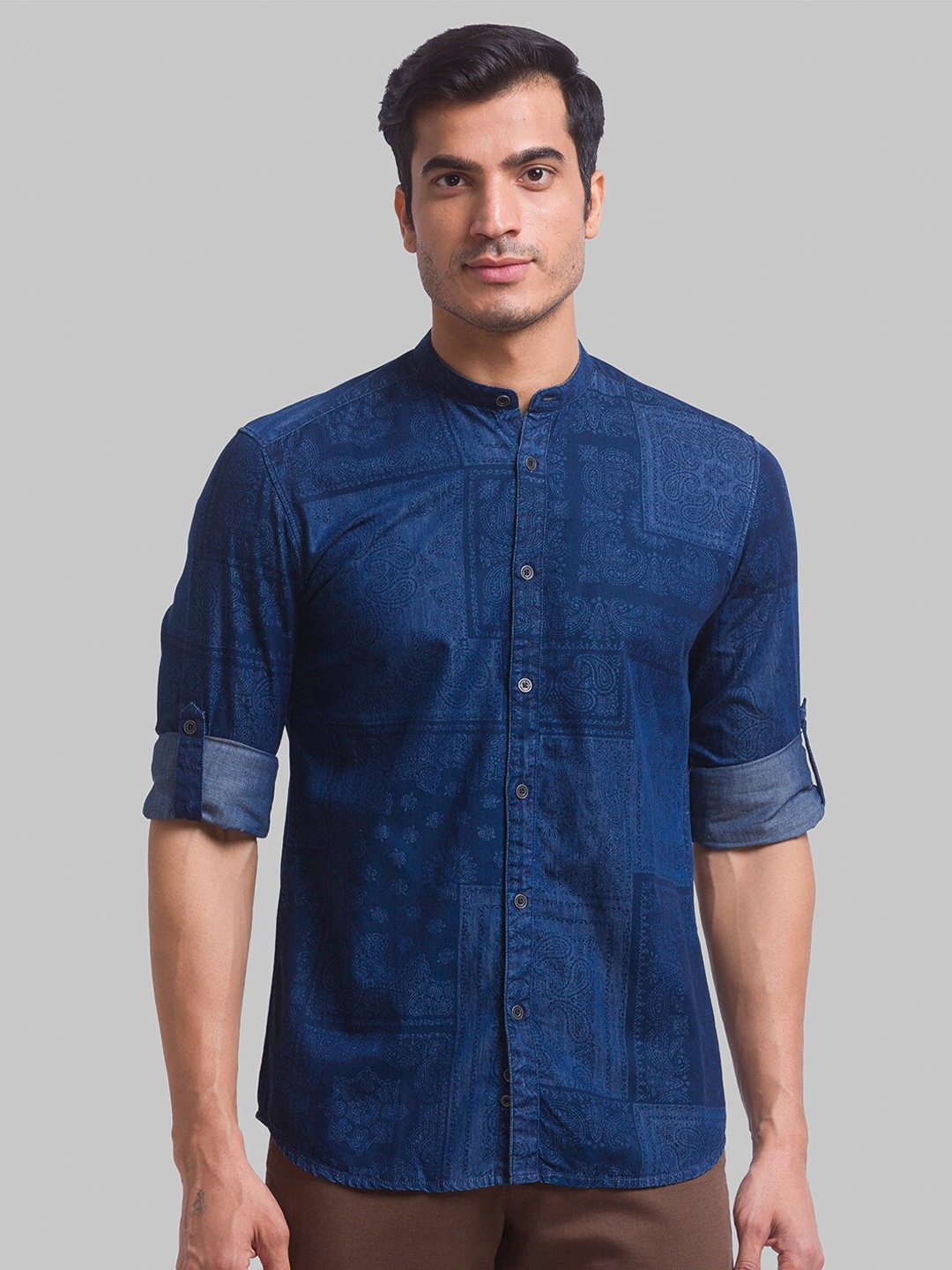 

Parx Men Blue Slim Fit Printed Casual Shirt